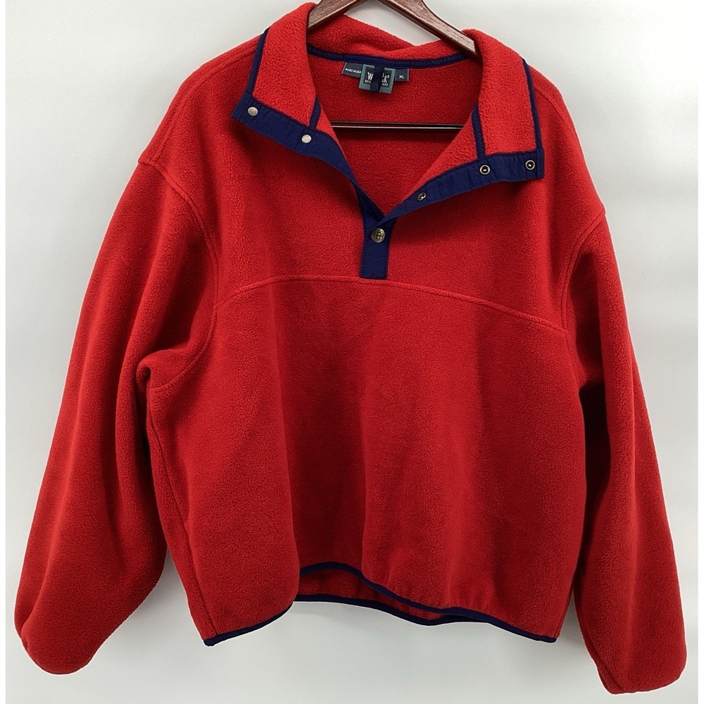 Vintage 90 Woolrich Snap Fleece Pullover Jacket Sweater Men's XL USA